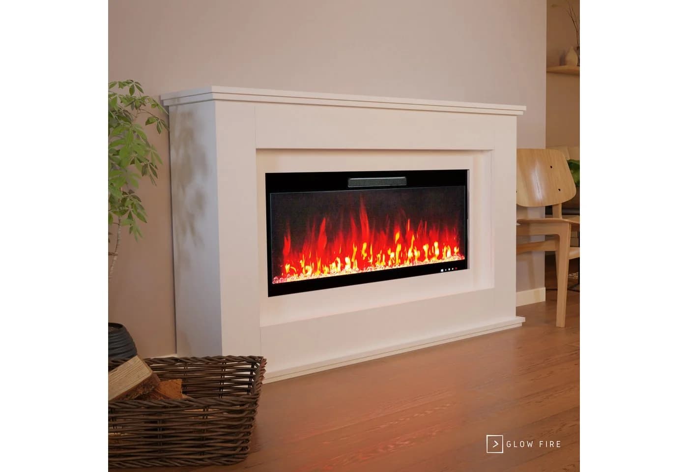 GLOW FIRE Elektrokamin RHEA LED Kamin mit Heizung, Weiß
