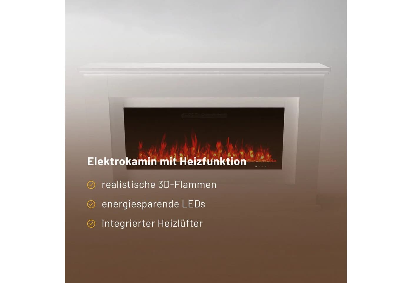 GLOW FIRE Elektrokamin RHEA LED Kamin mit Heizung, Weiß - Bild 3