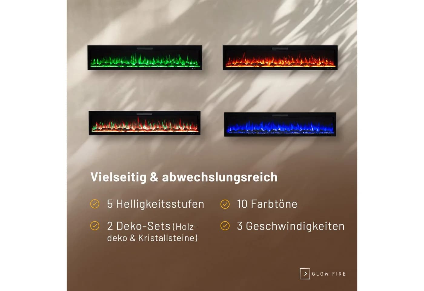 GLOW FIRE Elektrokamin RHEA LED Kamin mit Heizung, Weiß - Bild 5