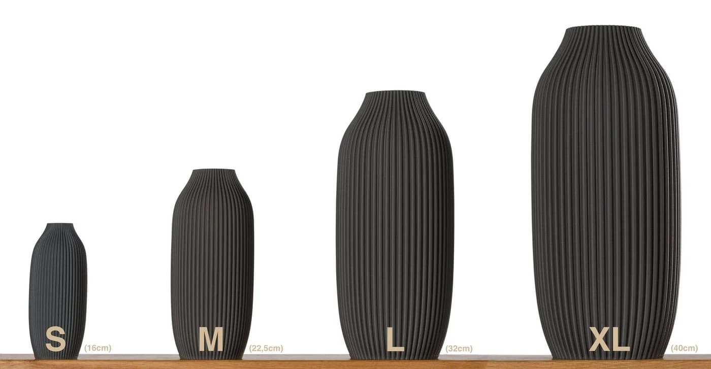 3D Vase Stella L 30cm Nachhaltige Deko Vase Schwarz - Bild 3