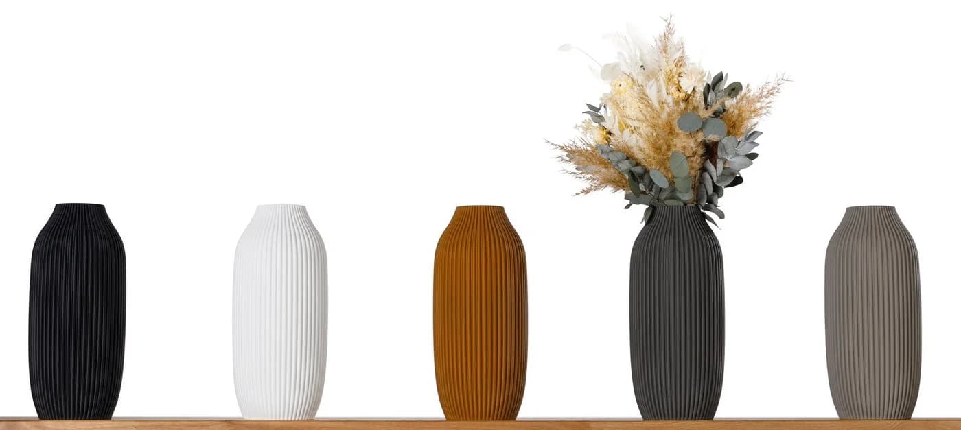 3D Vase Stella L 30cm Nachhaltige Bodenvase Weiß Modern