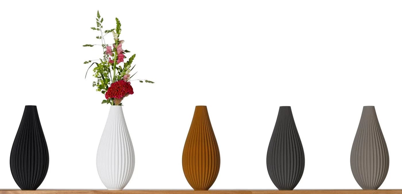 3D Vase Sina L 30cm Nachhaltige Deko Vase Schwarz Modern