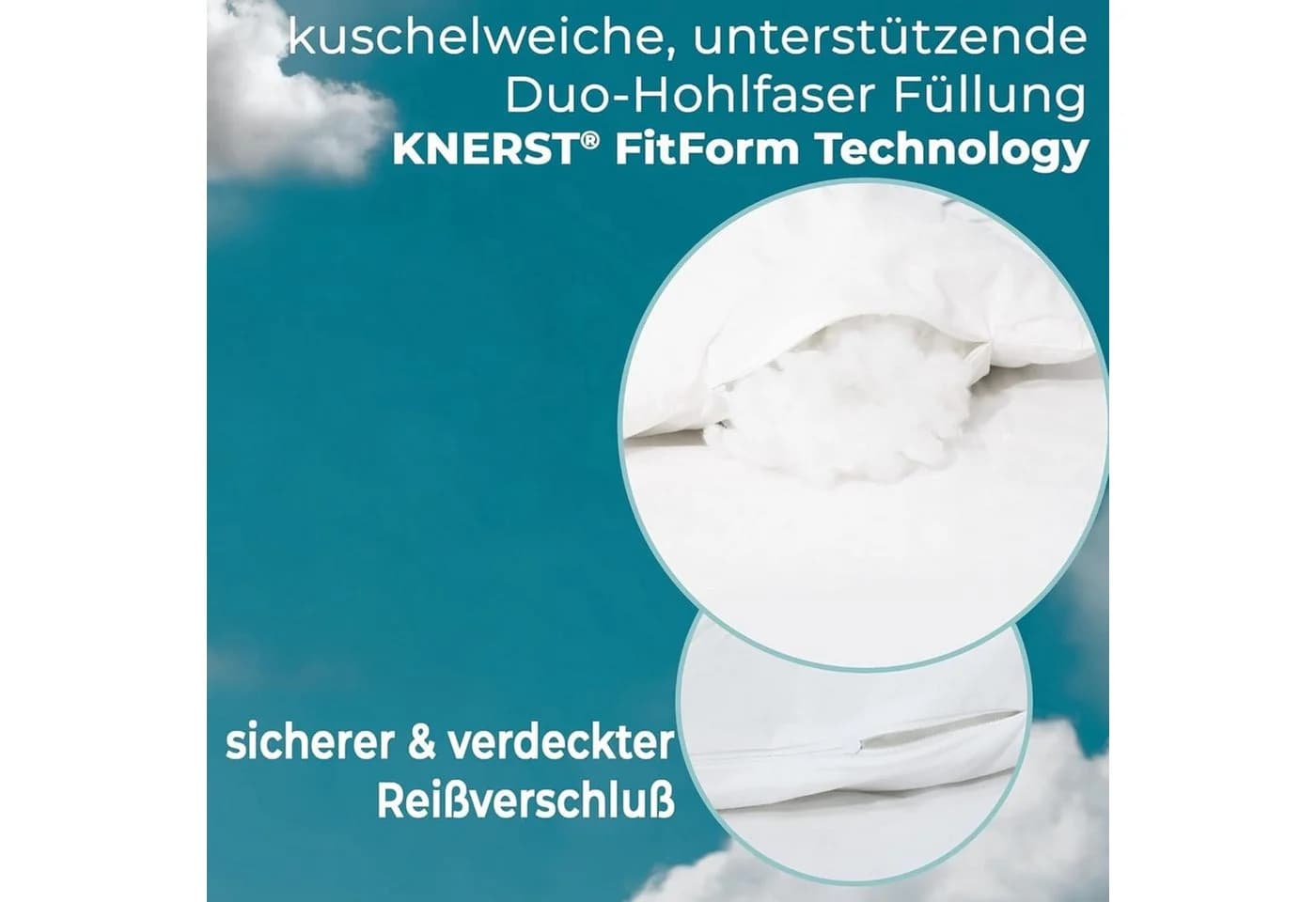 KNERST Kinderkopfkissen FitForm Technologie 40x60 cm Polyester Baumwolle - Bild 3