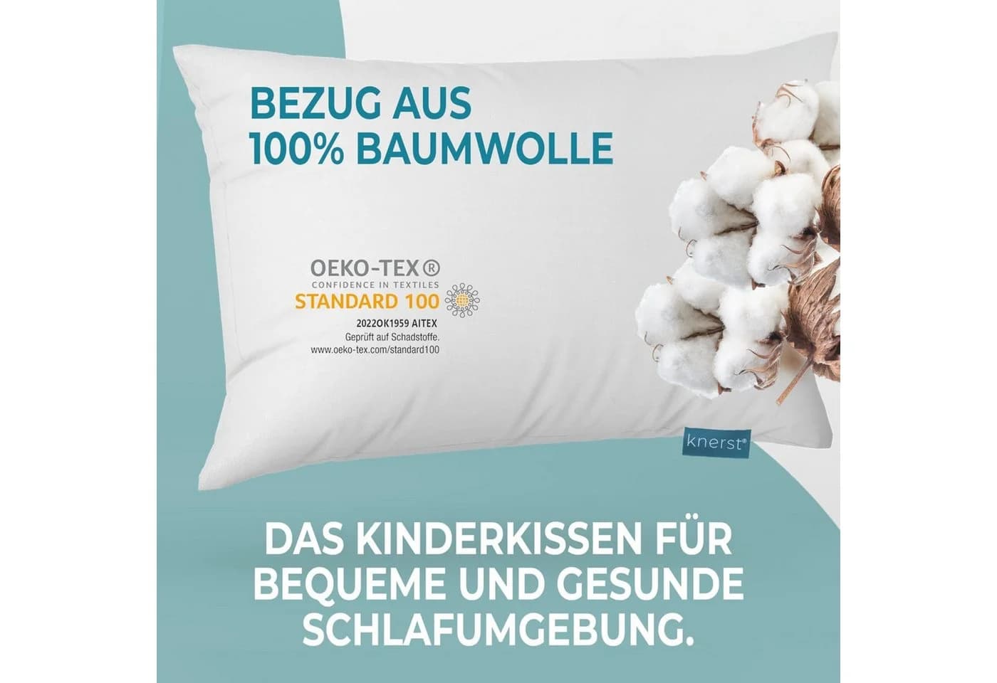 KNERST Kinderkopfkissen FitForm Technologie 40x60 cm Polyester Baumwolle - Bild 4