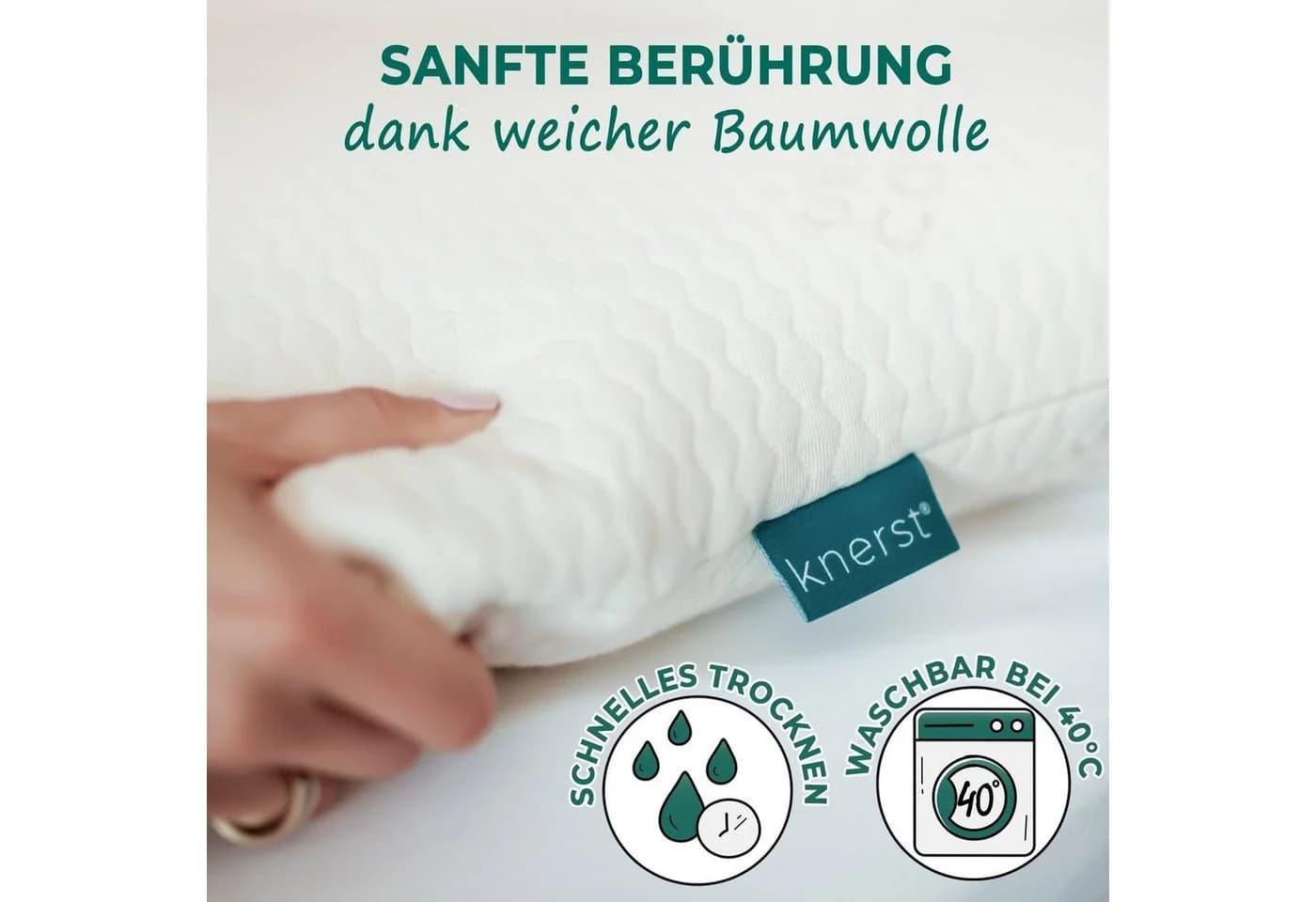 KNERST Nackenstützkissen Memory Foam 3 Höhen Bio-Baumwolle - Bild 4