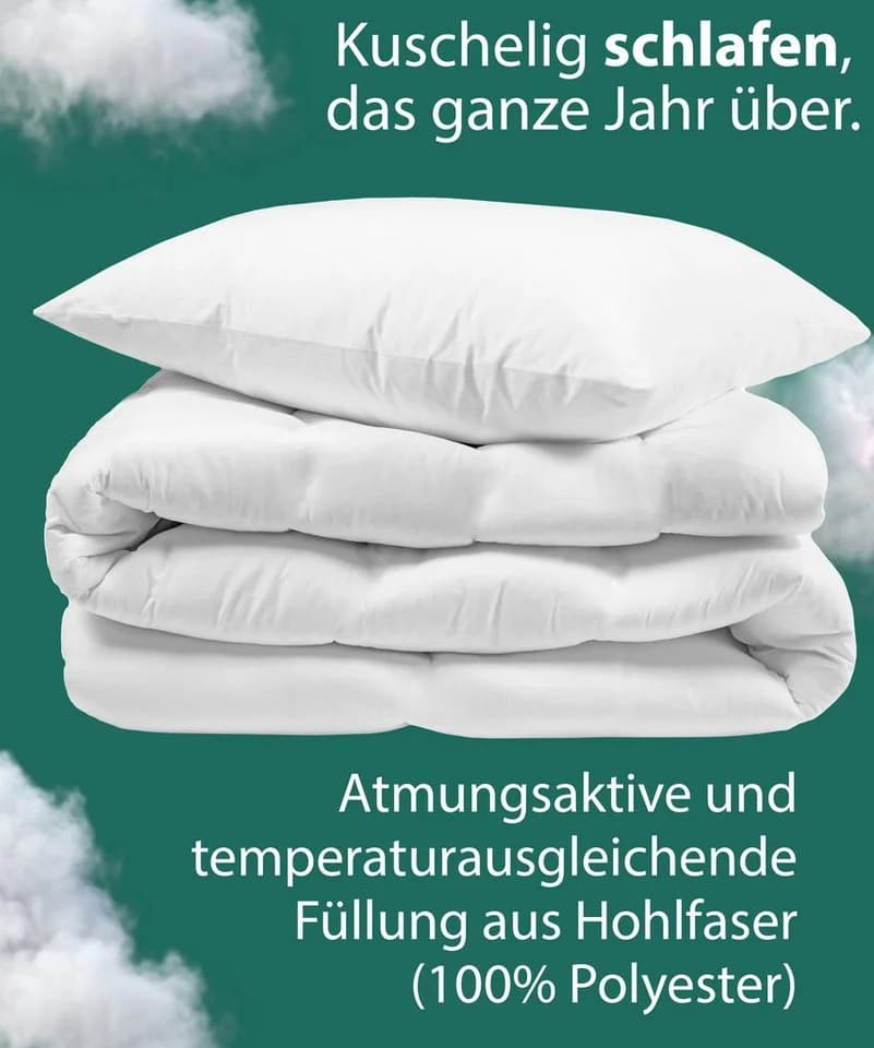KNERST Kinderbettdecke + Microfaserkissen Set - Allergikerfreundlich & Waschbar - Bild 4