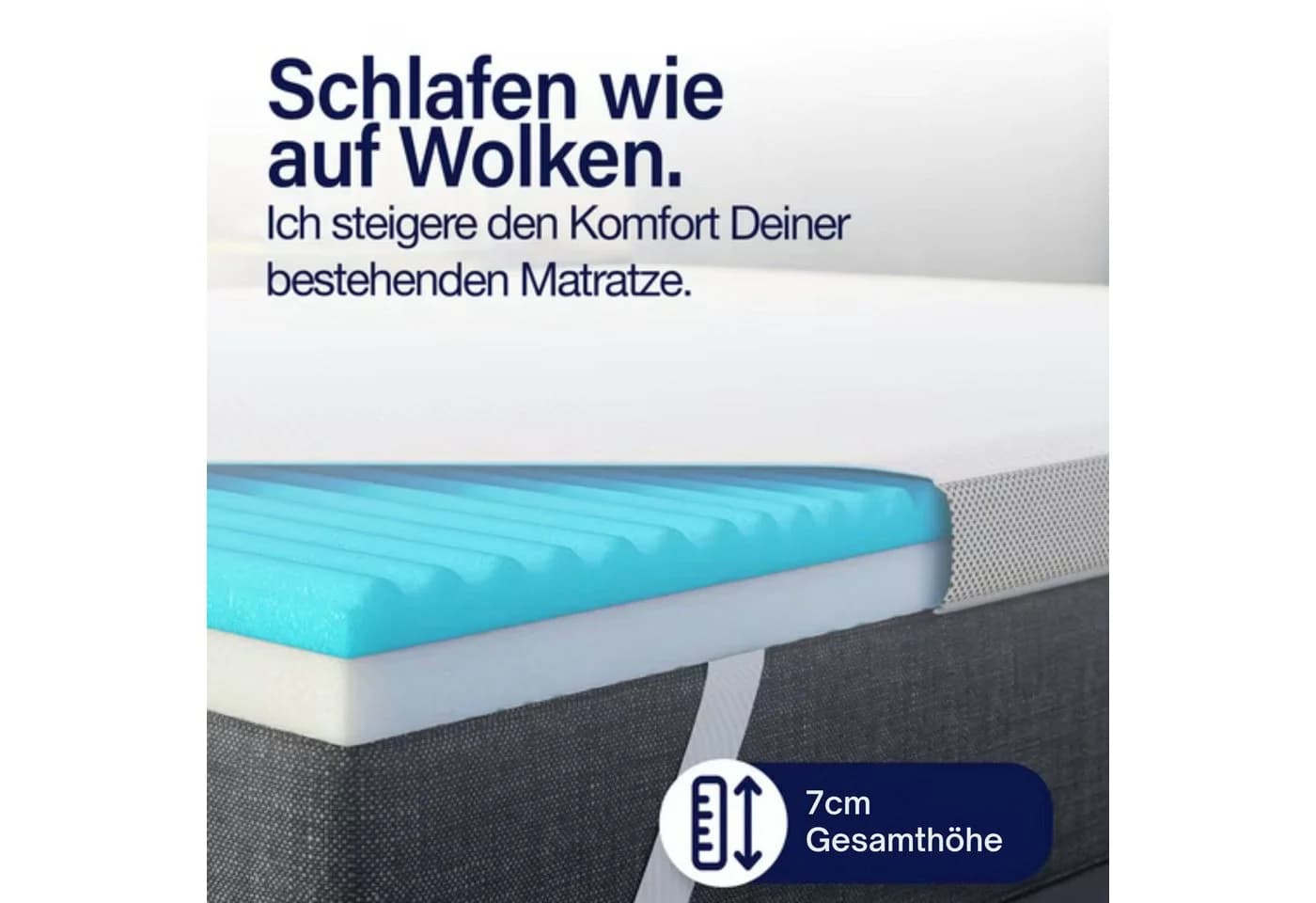 KNERST Topper Matratzentopper 7-Zonen Komfort 7 cm Höhe atmungsaktiv pflegeleicht