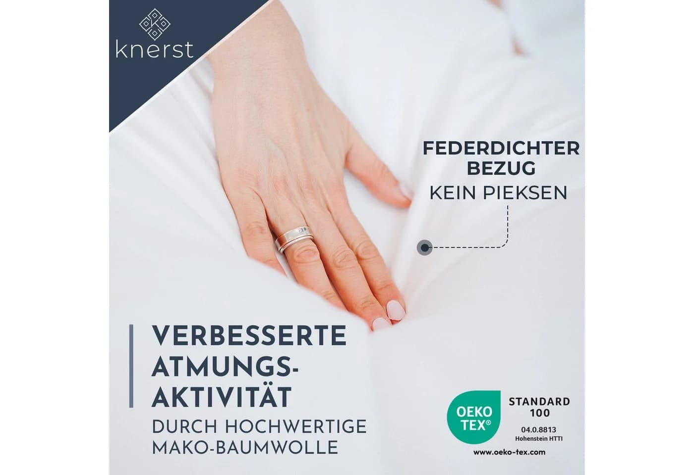 KNERST Federkopfkissen Made in Germany Baumwolle Allergikerfreundlich - Bild 3