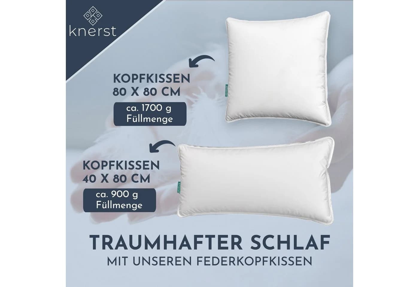 KNERST Federkopfkissen Made in Germany Baumwolle Allergikerfreundlich - Bild 5