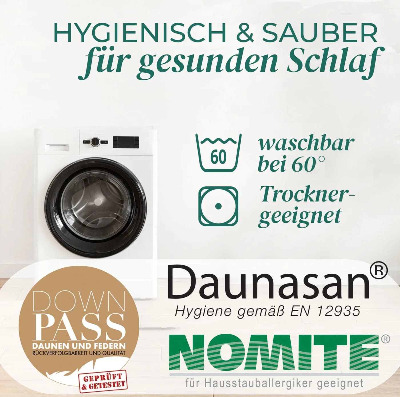 KNERST Daunenkissen 3 Kammer Weiß 90% Daunen 10% Federn - Bild 5