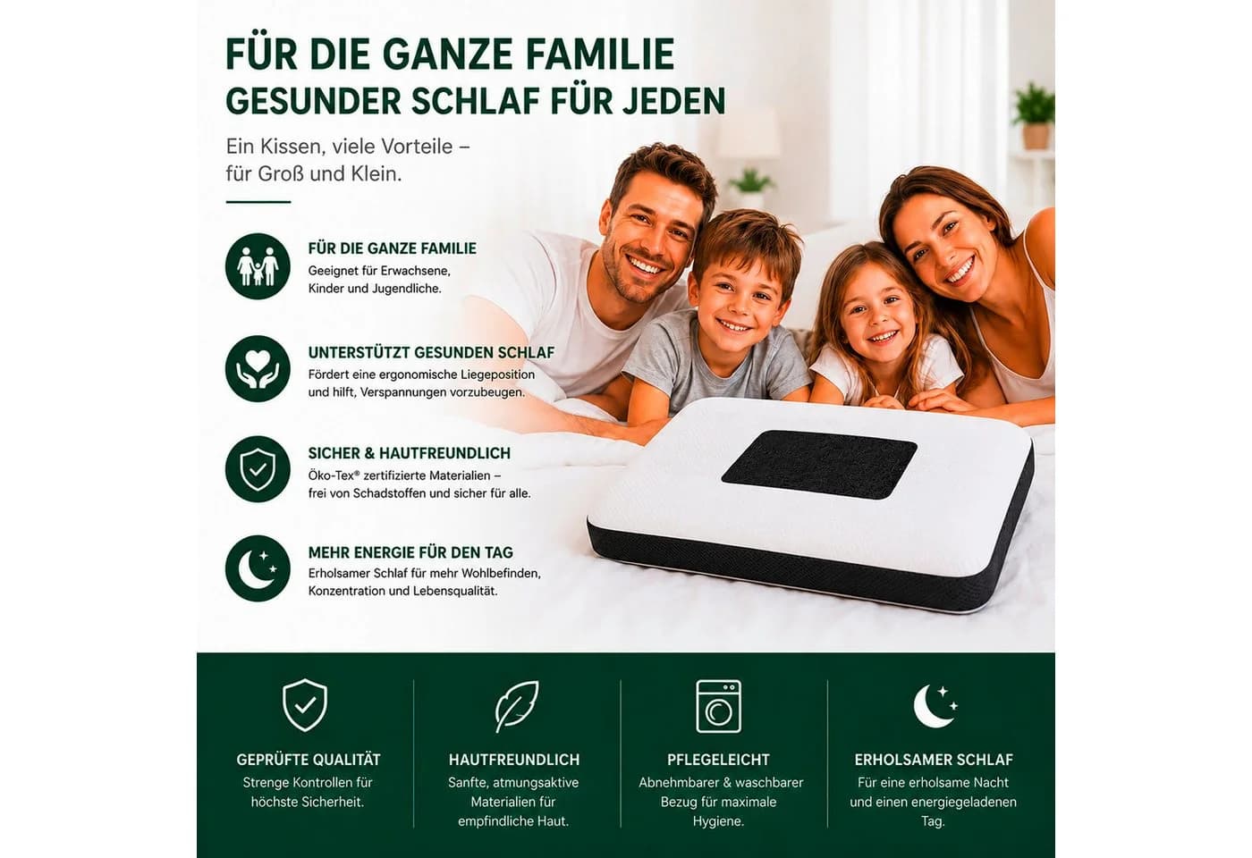 KNERST Nackenstützkissen Orthopädisch Memory Foam mit Carbon COOLMAX Bezug Weiß - Bild 5