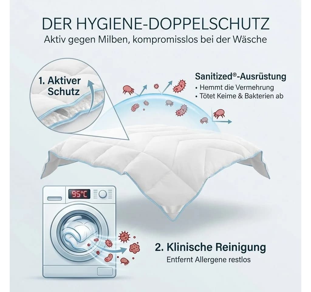KNERST Microfaserbettdecke Allergiker 95°C waschbar Ganzjahresdecke