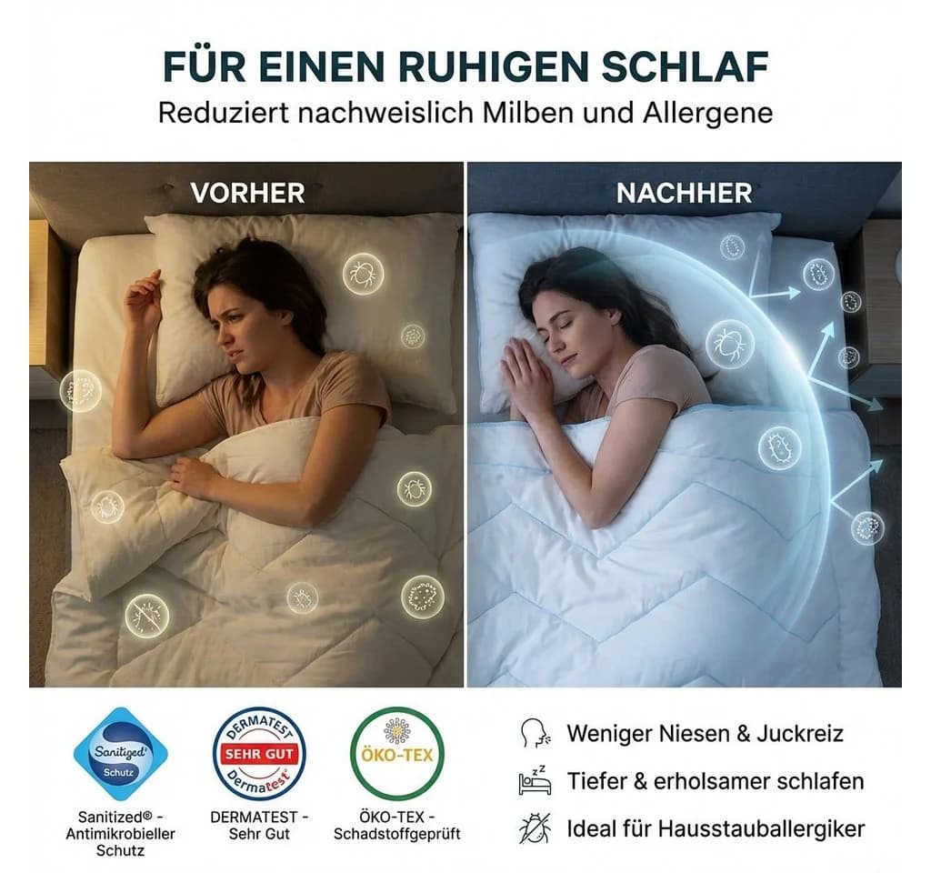 KNERST Microfaserbettdecke Allergiker 95°C waschbar Ganzjahresdecke - Bild 3