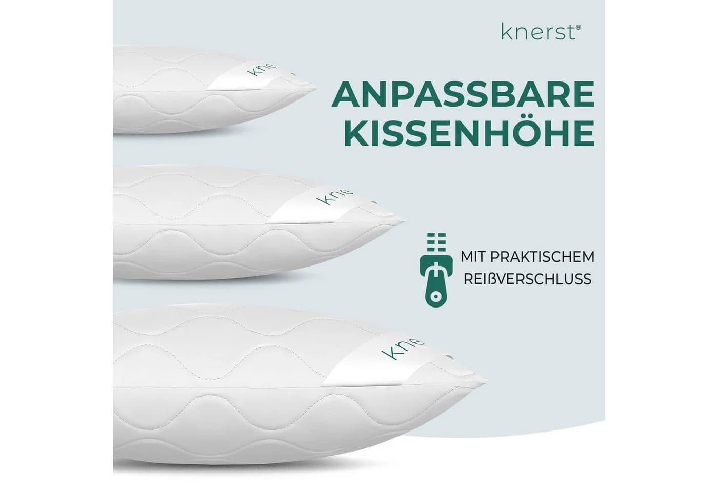 KNERST Kopfkissen Microfaser höhenverstellbar Weiß Allergikerfreundlich - Bild 3