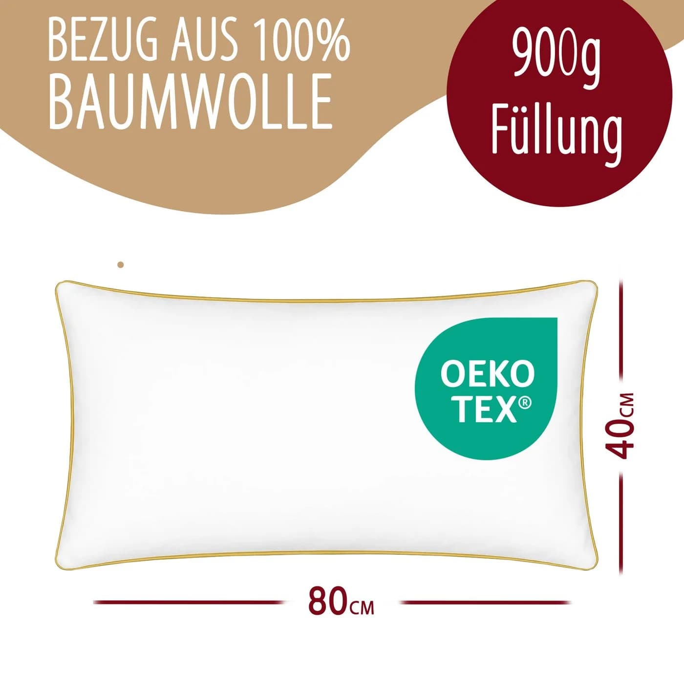 EVAN BROWNS Federkopfkissen 100% Federn Klasse 1