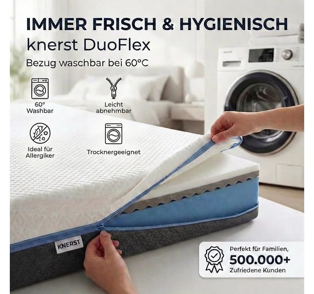 KNERST DuoFlex Matratze 7 Zonen Gel-Memory Foam 2 Härtegrade - Bild 5
