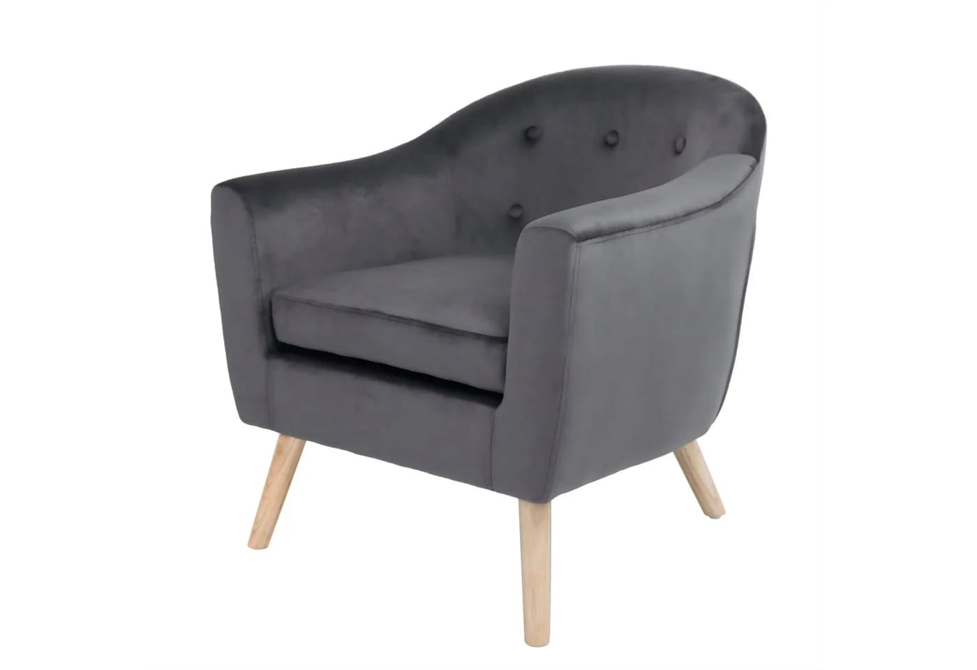 Happy Home Loungesessel Samtbezug grau mit Holzoptik-Beinen - Bild 2