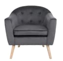 Happy Home Loungesessel Samtbezug grau mit Holzoptik-Beinen Bild 4