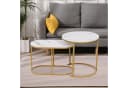 Happy Home 2er Set Satztisch Marmor Weiß Dekor mit Metallgestell Gold Bild 1