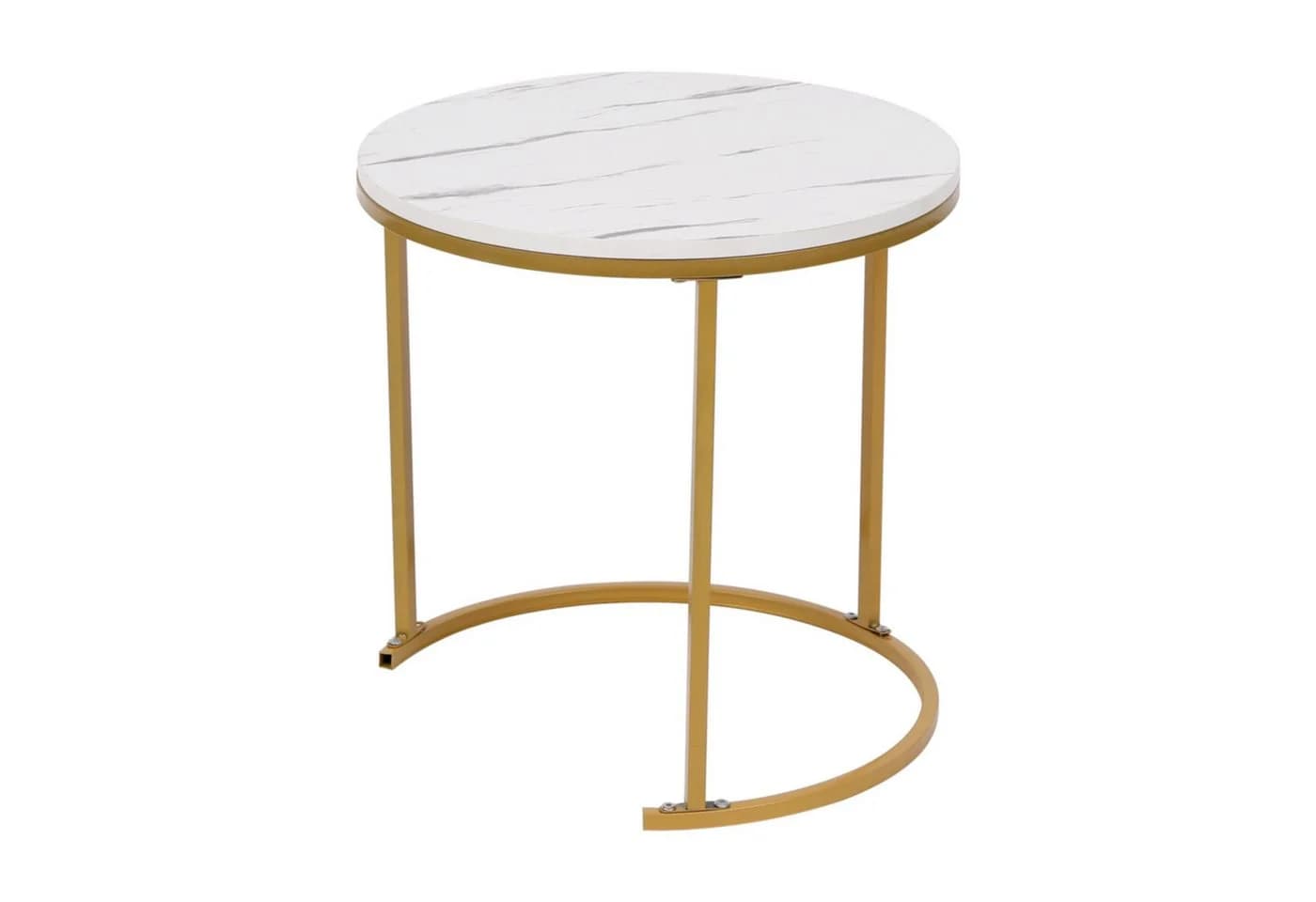 Happy Home 2er Set Satztisch Marmor Weiß Dekor mit Metallgestell Gold - Bild 5