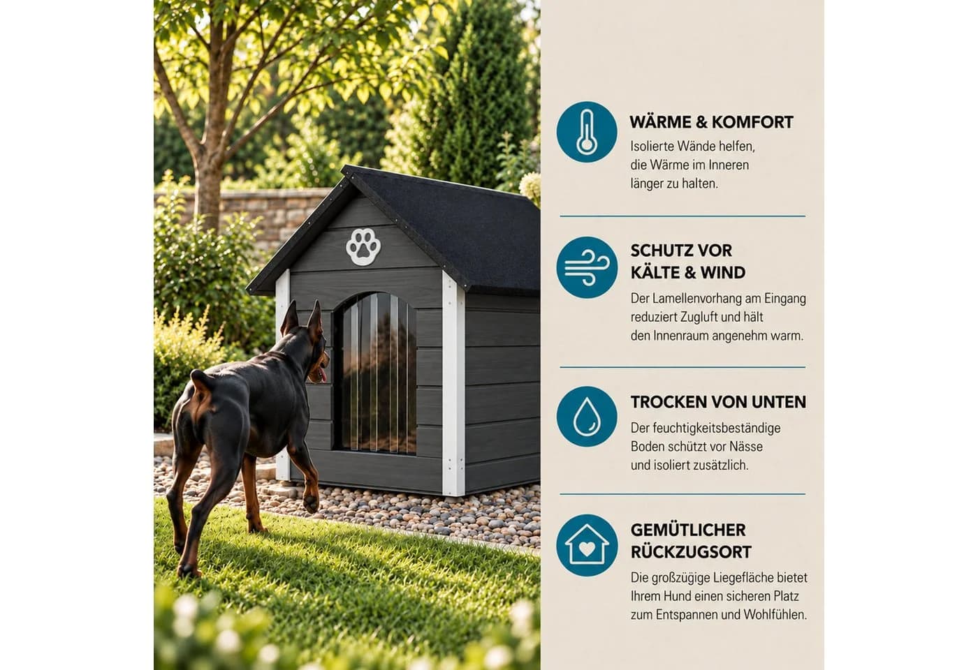 QLS Hundehütte XL 104x74cm isoliert mit Vorhang - Bild 3
