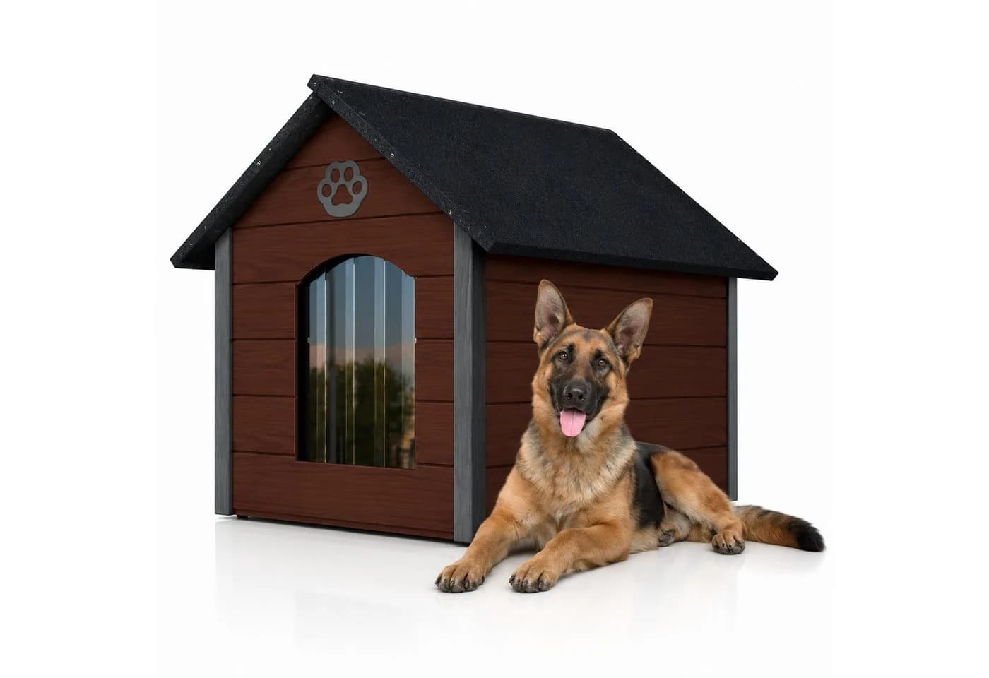 QLS Hundehütte XL 104x74cm isoliert mit Wärmeschutzvorhang - Bild 2