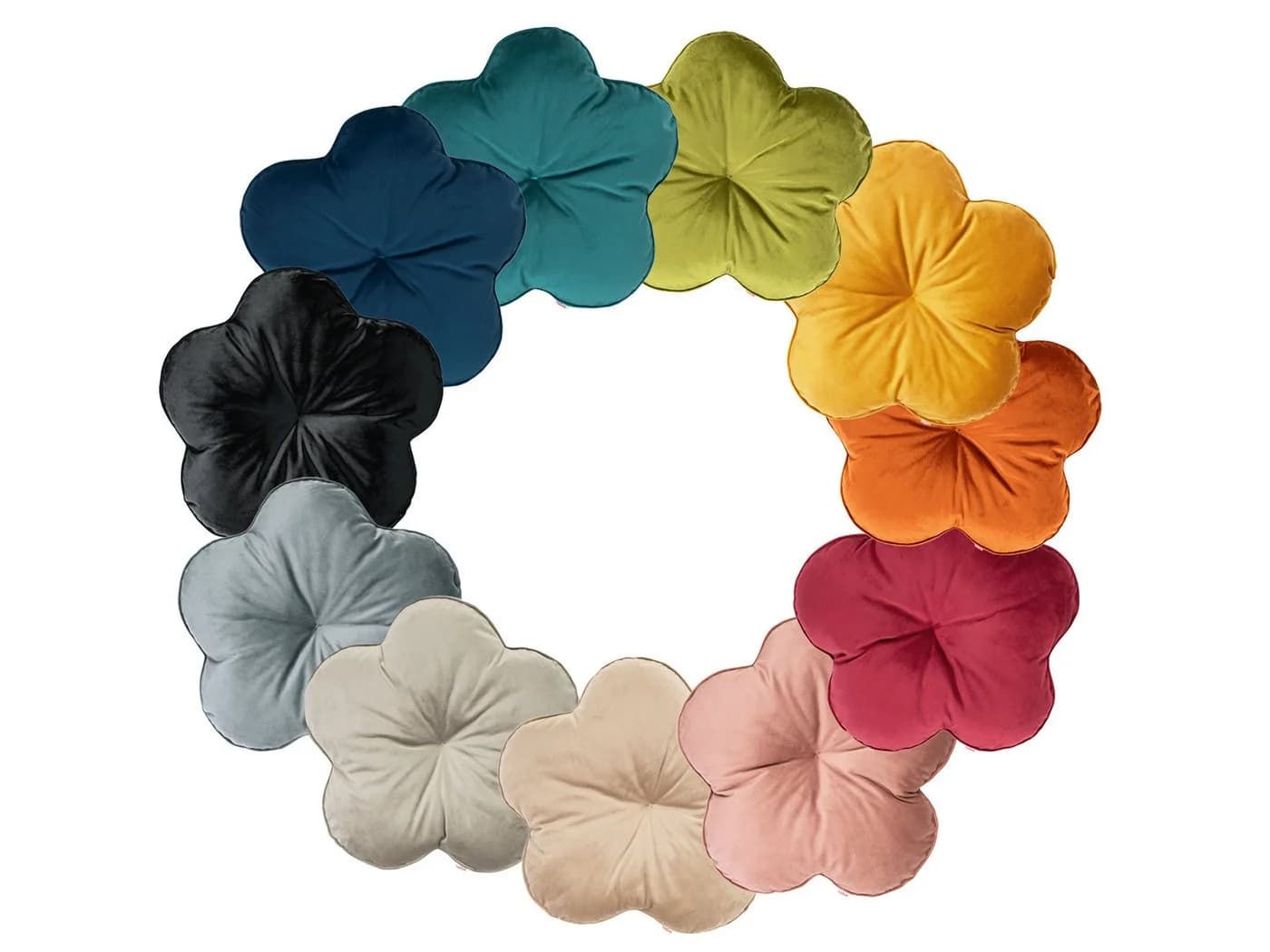 beties Dekokissen Samt&Sonders Rund Blumen Taupe Samt