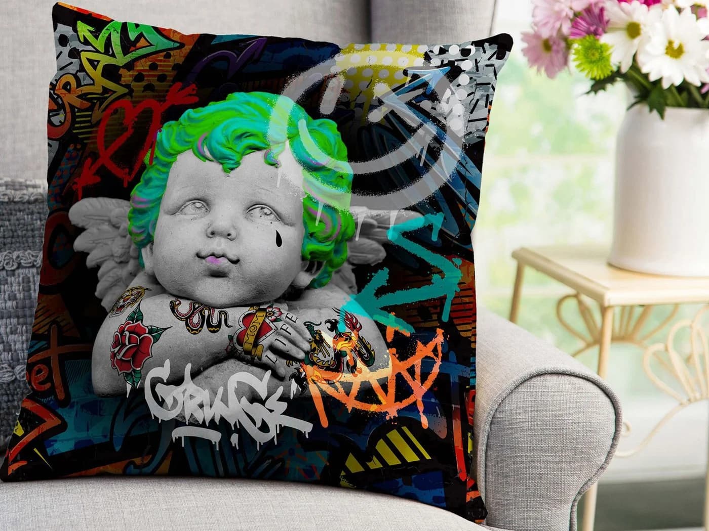 beties Wende-Kissenhülle Cupido POP-ART Graffiti Bunt