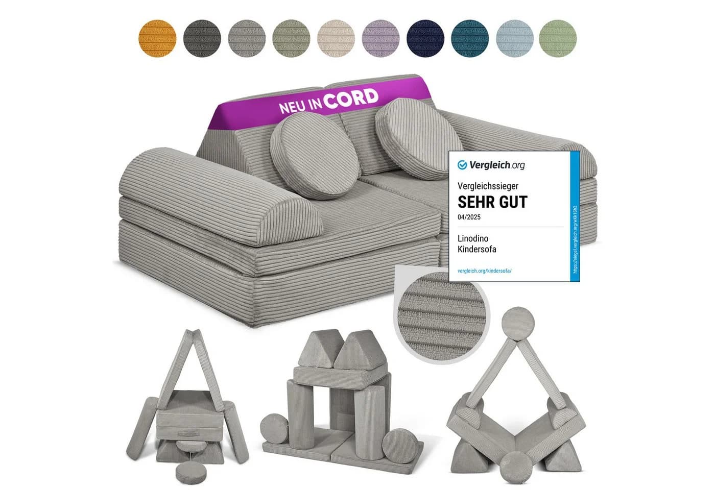 Linodino Spielsofa Fantasiewelt Grau Schaumstoff Kindersofa - Bild 2
