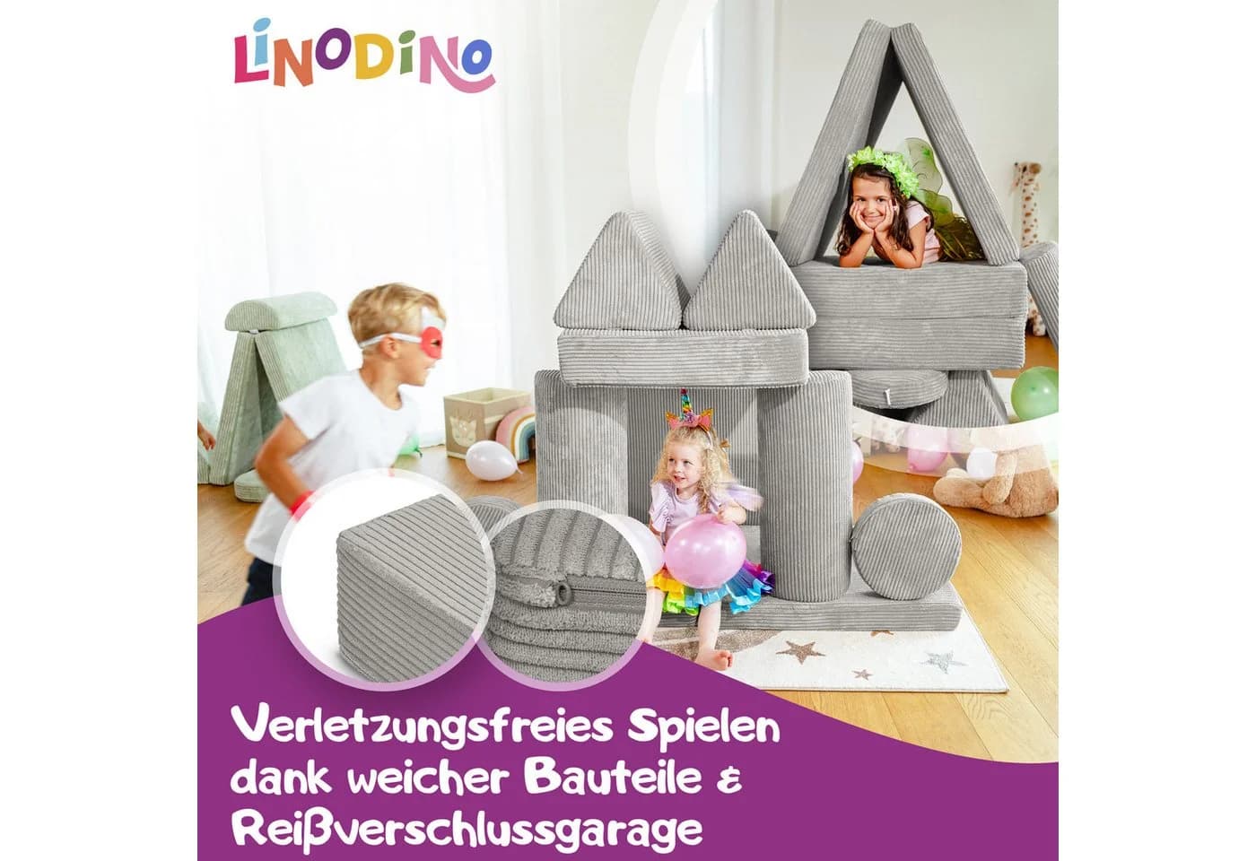Linodino Spielsofa Fantasiewelt Grau Schaumstoff Kindersofa - Bild 3