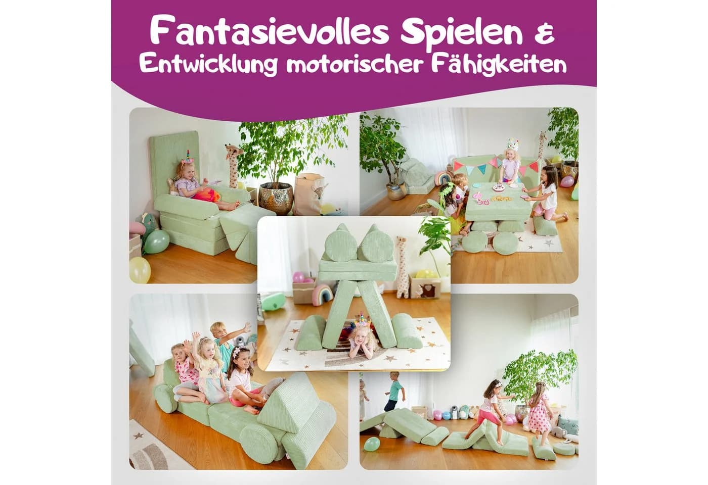 Linodino Spielsofa Fantasiewelt Grün Schaumstoff Kindersofa