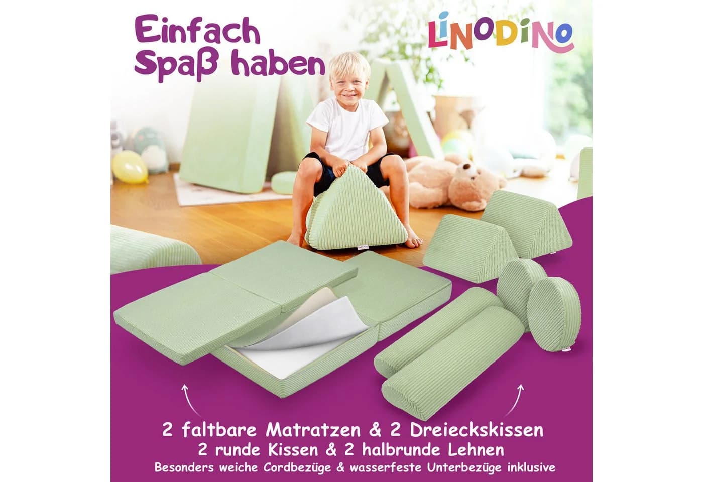 Linodino Spielsofa Fantasiewelt Grün Schaumstoff Kindersofa - Bild 4