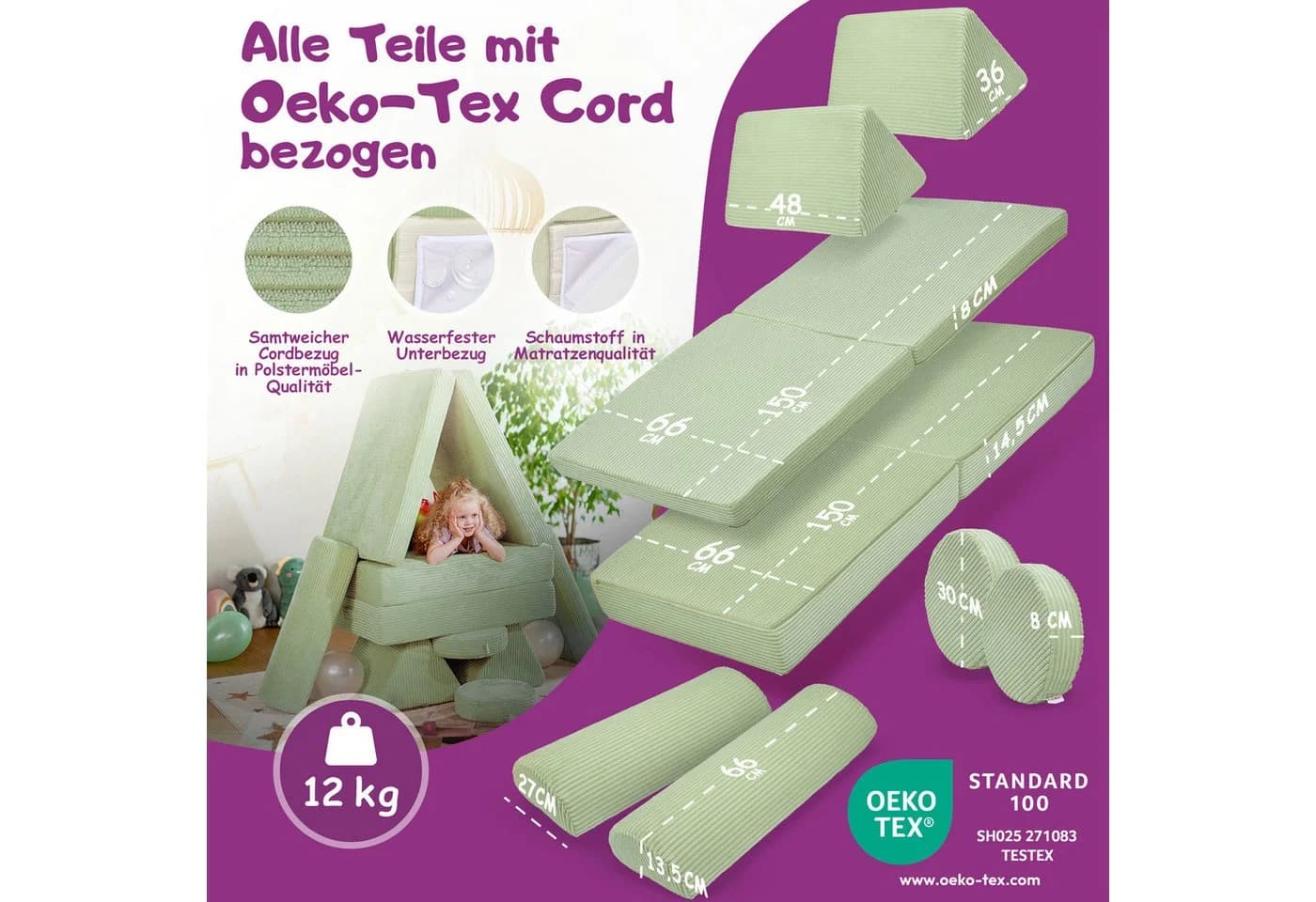 Linodino Spielsofa Fantasiewelt Grün Schaumstoff Kindersofa - Bild 5