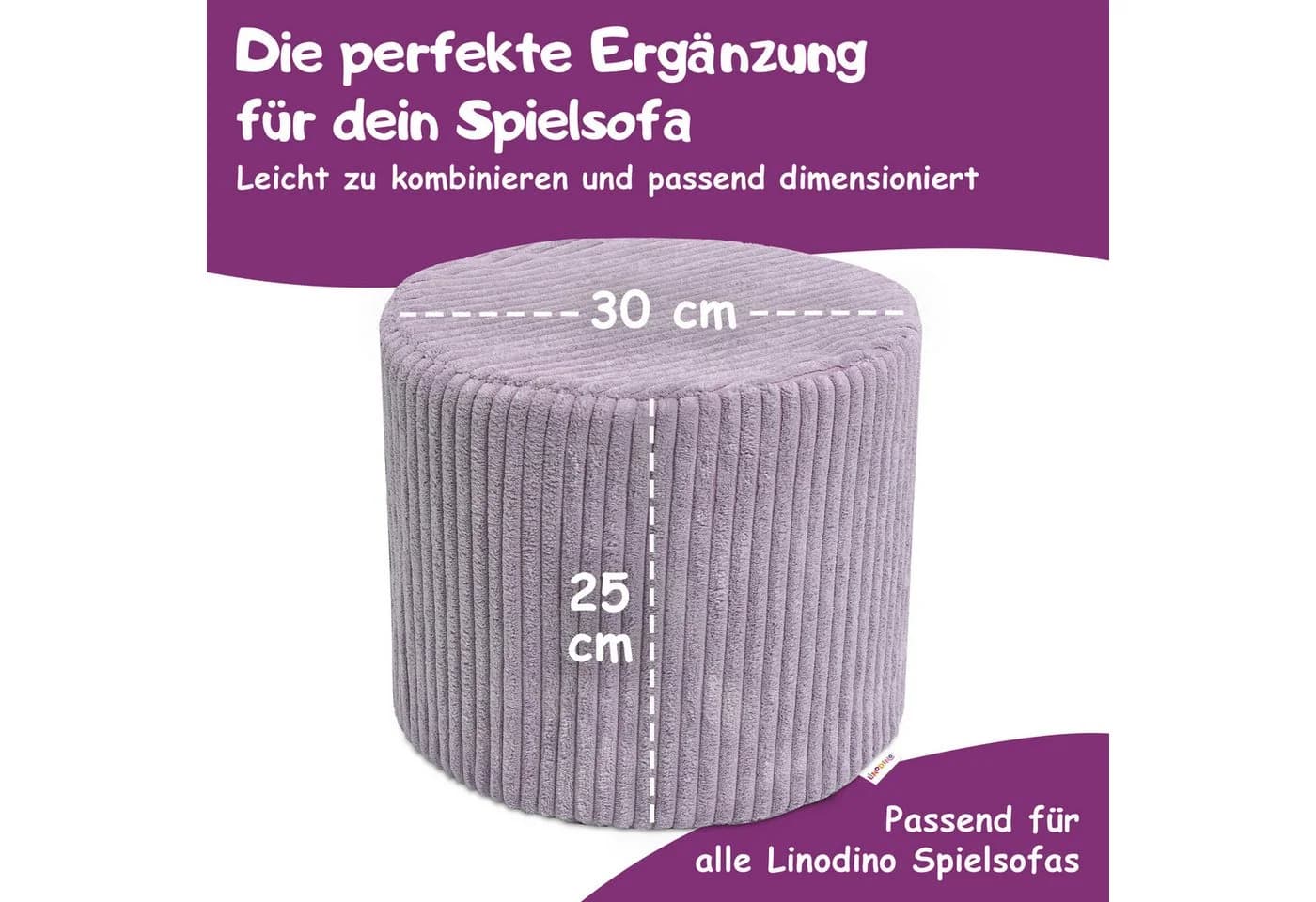Linodino Knuffelpouf Kindersofa Add-on Violett