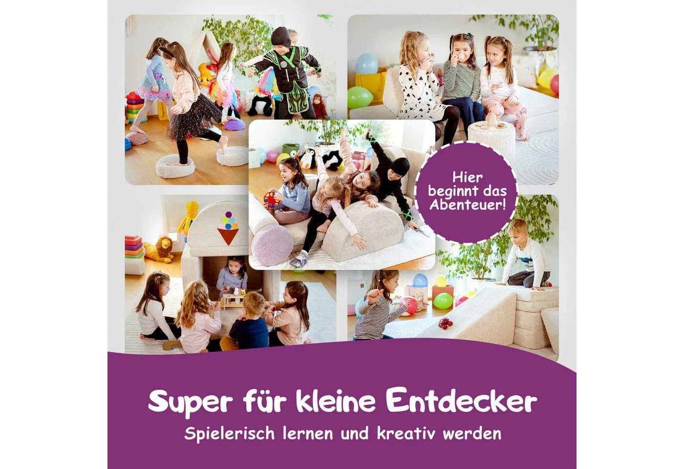 Linodino Kindersofa Magisches Tor Grau Spielsofa Add-on mit Bögen - Bild 3