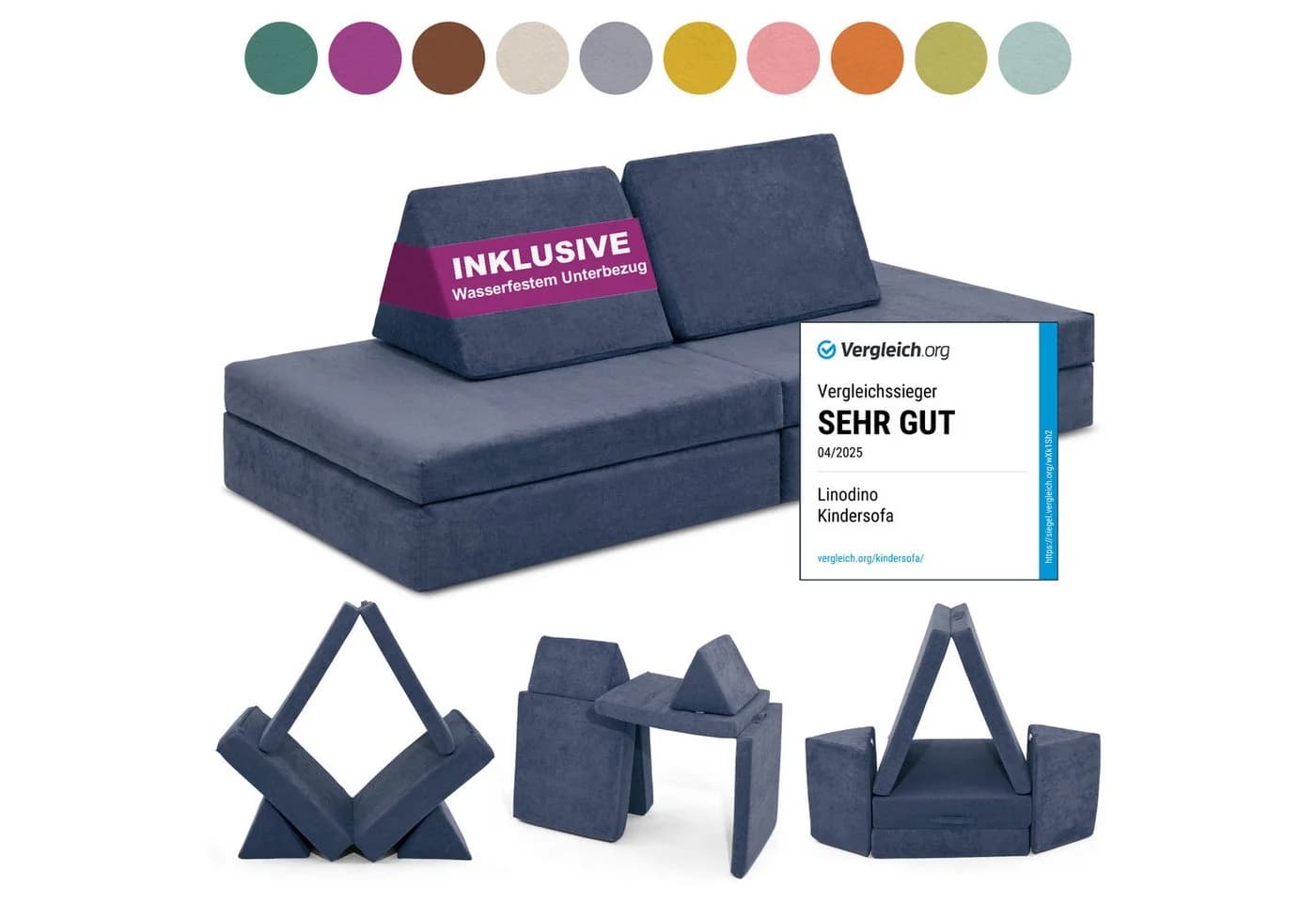Linodino Spielsofa Abenteuerplatz Blau Chenille Bezug - Bild 2