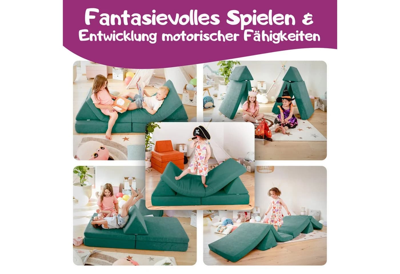 Linodino Spielsofa Abenteuerplatz Grün Chenille Bezug