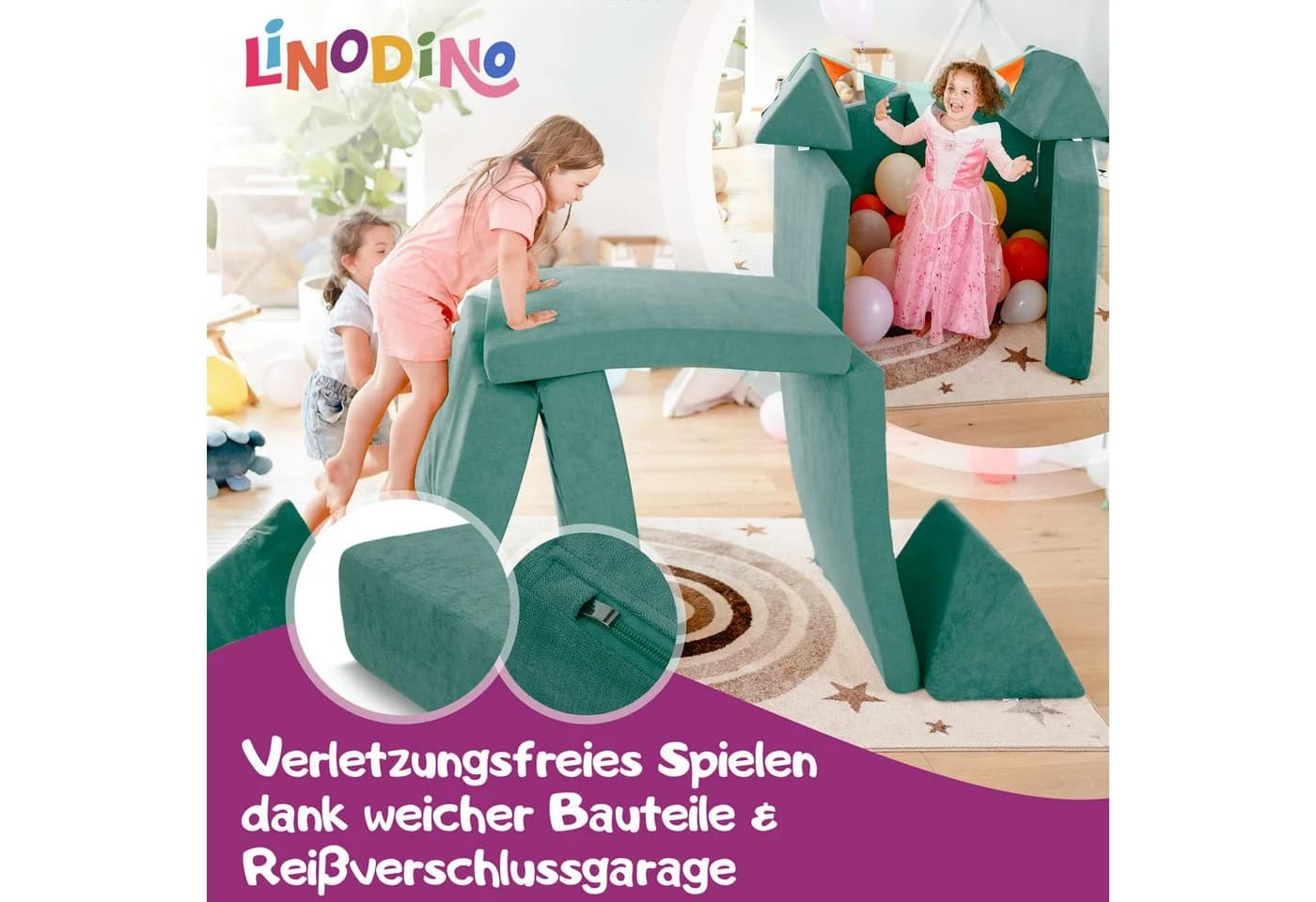 Linodino Spielsofa Abenteuerplatz Grün Chenille Bezug - Bild 3