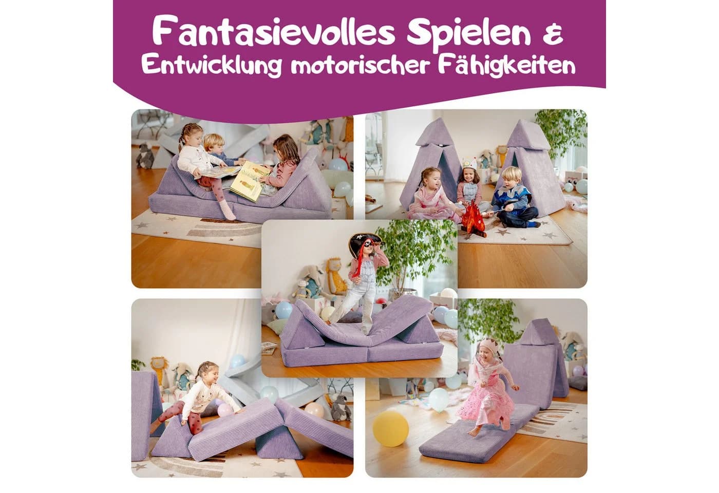 Linodino Spielsofa aus Schaumstoff Bausteine Spielcouch für Kinder