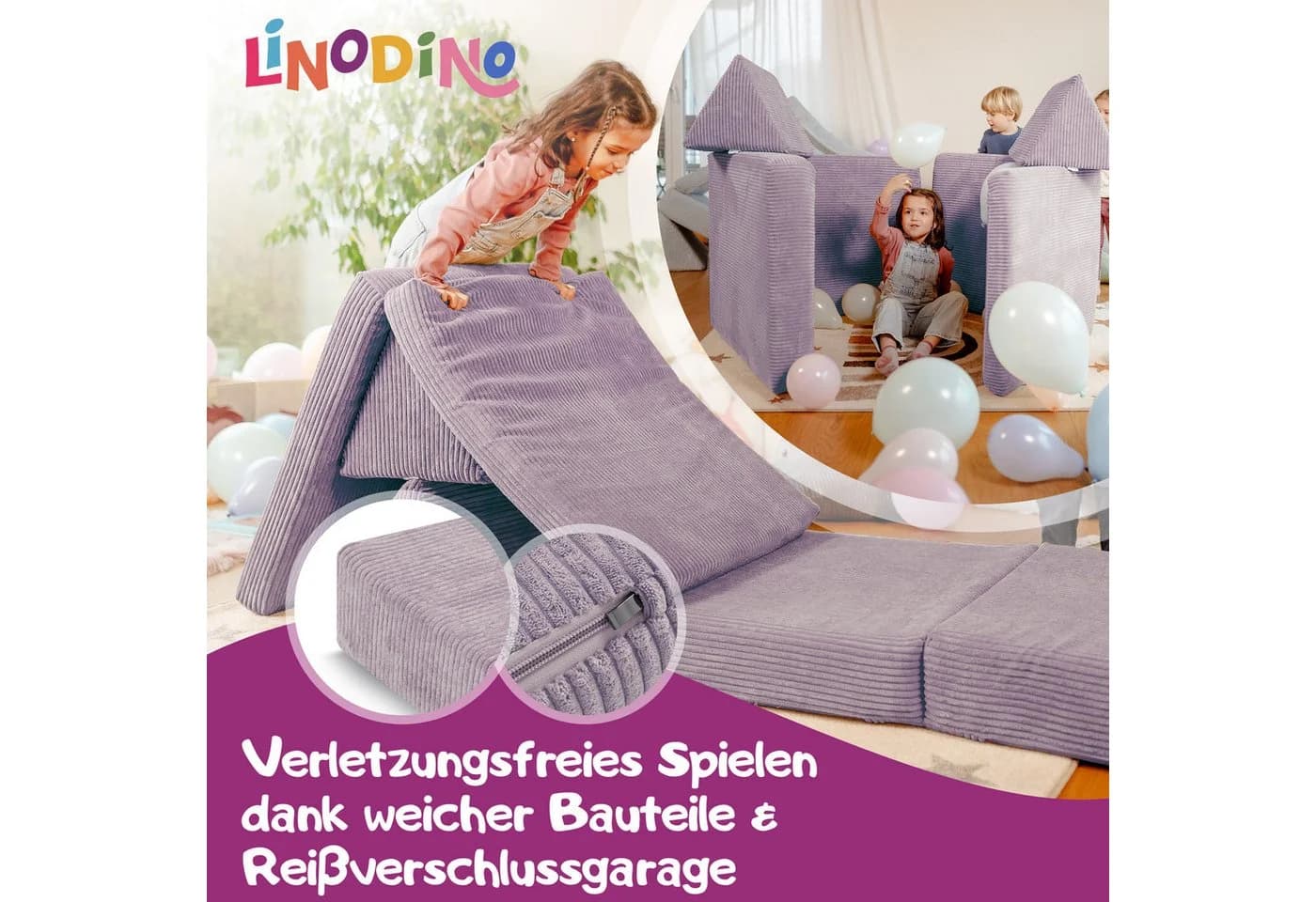 Linodino Spielsofa aus Schaumstoff Bausteine Spielcouch für Kinder - Bild 3