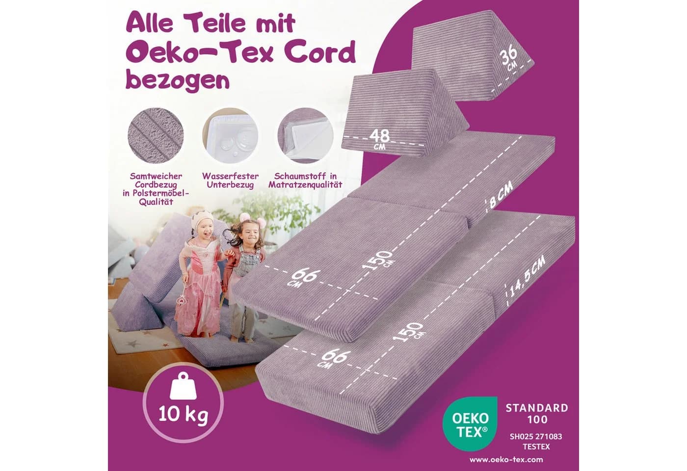 Linodino Spielsofa aus Schaumstoff Bausteine Spielcouch für Kinder - Bild 5