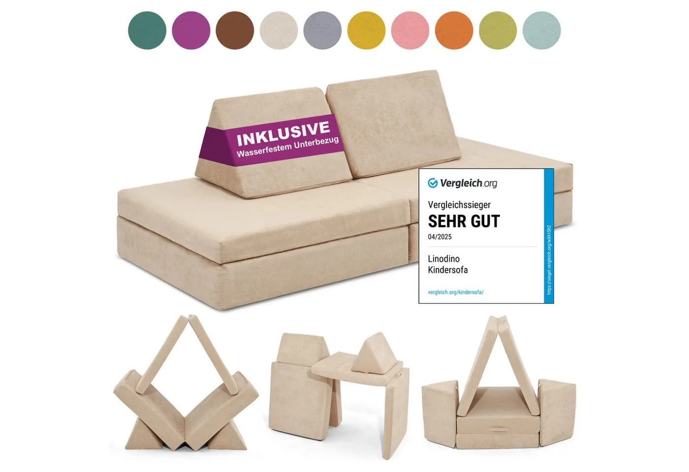 Linodino Spielsofa Abenteuerplatz Beige Chenille Schaumstoff - Bild 2