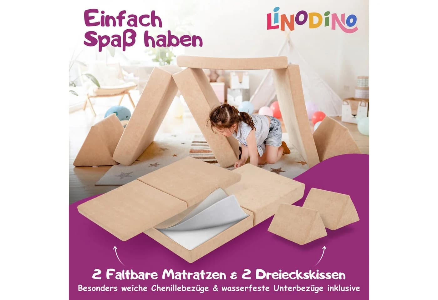 Linodino Spielsofa Abenteuerplatz Beige Chenille Schaumstoff - Bild 4