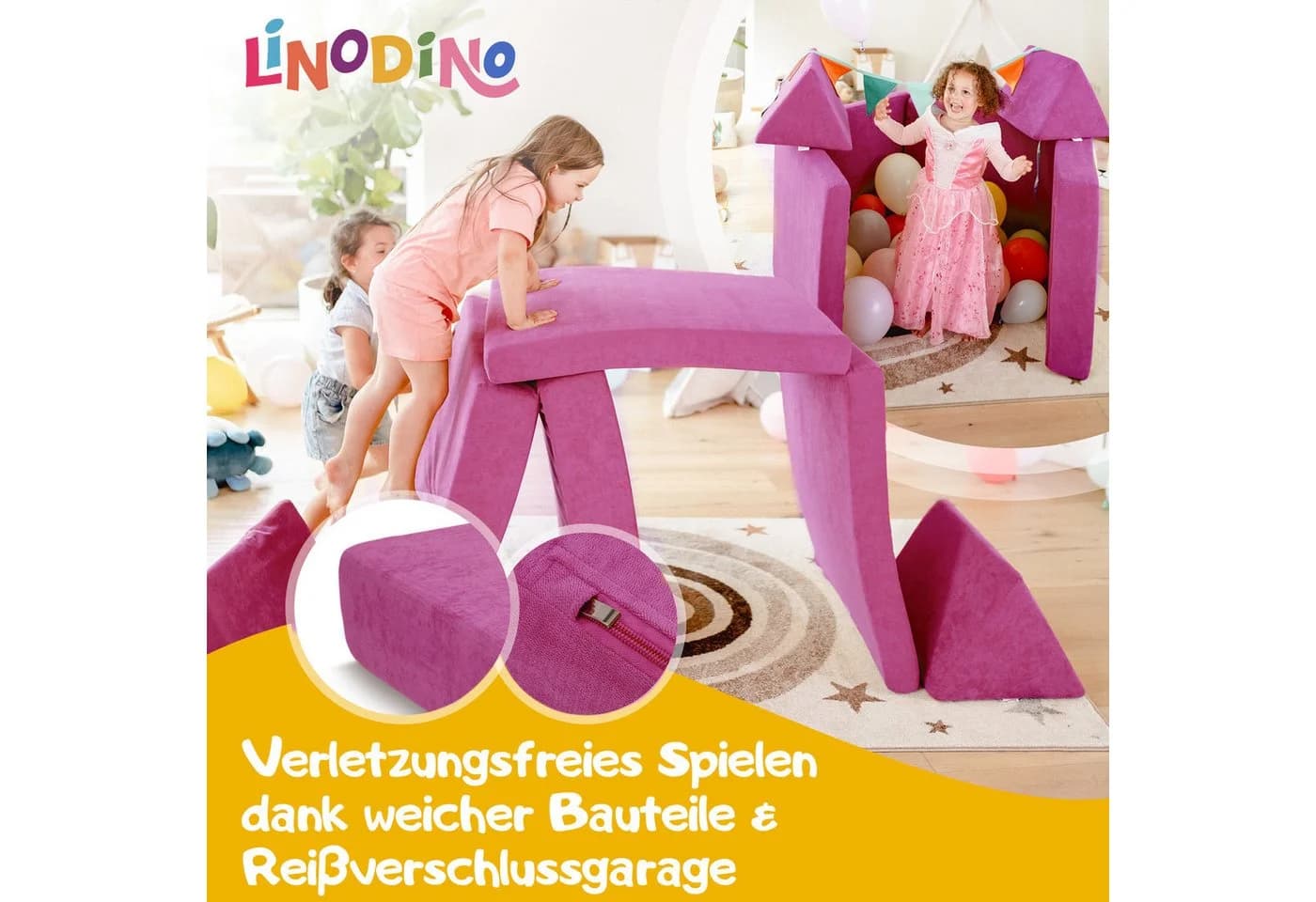 Linodino Spielsofa Kinderlila Chenille Schaumstoff - Bild 3