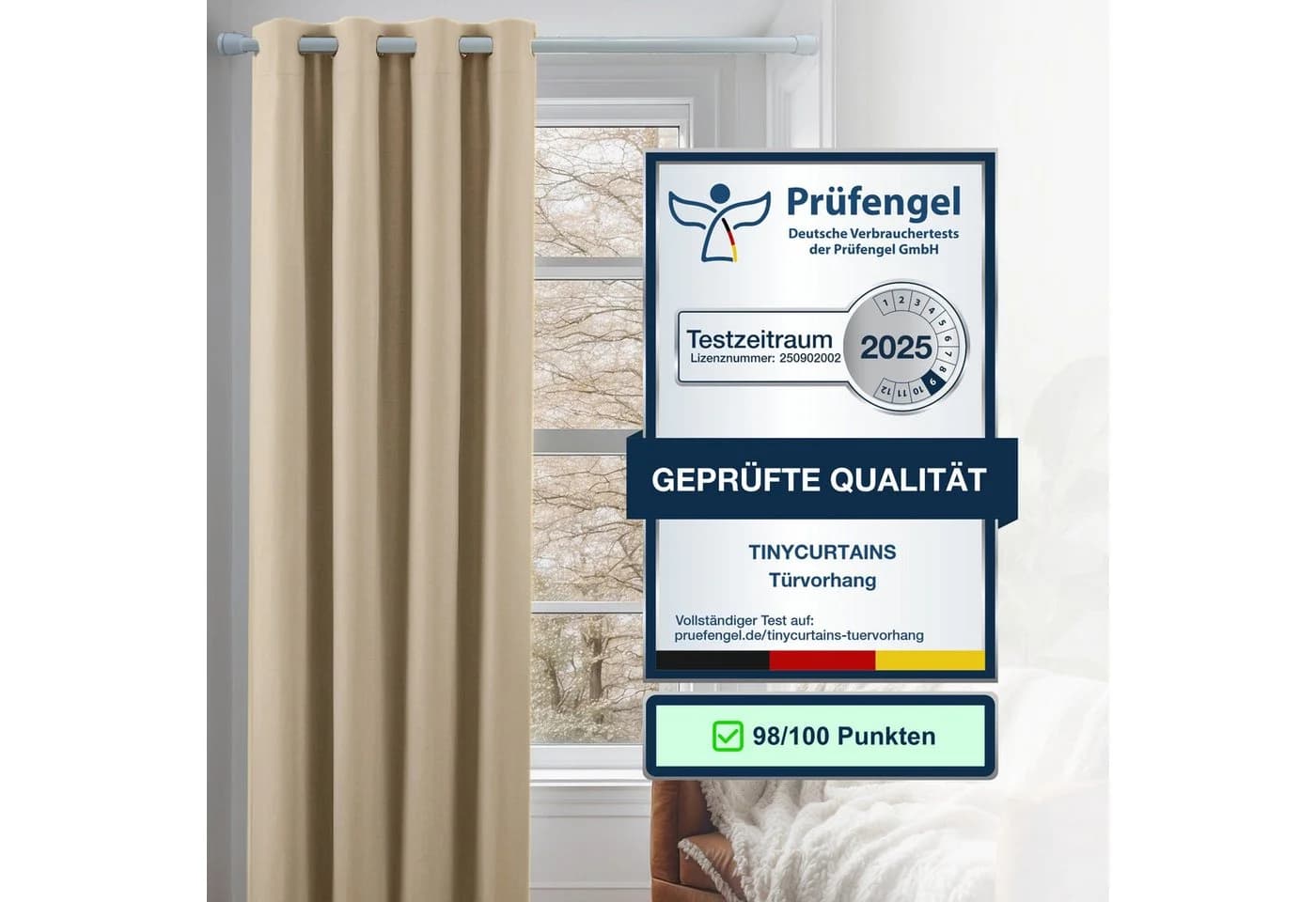 tinycurtains Türvorhang Beige Driftwood Ösen Verdunkelung - Bild 3