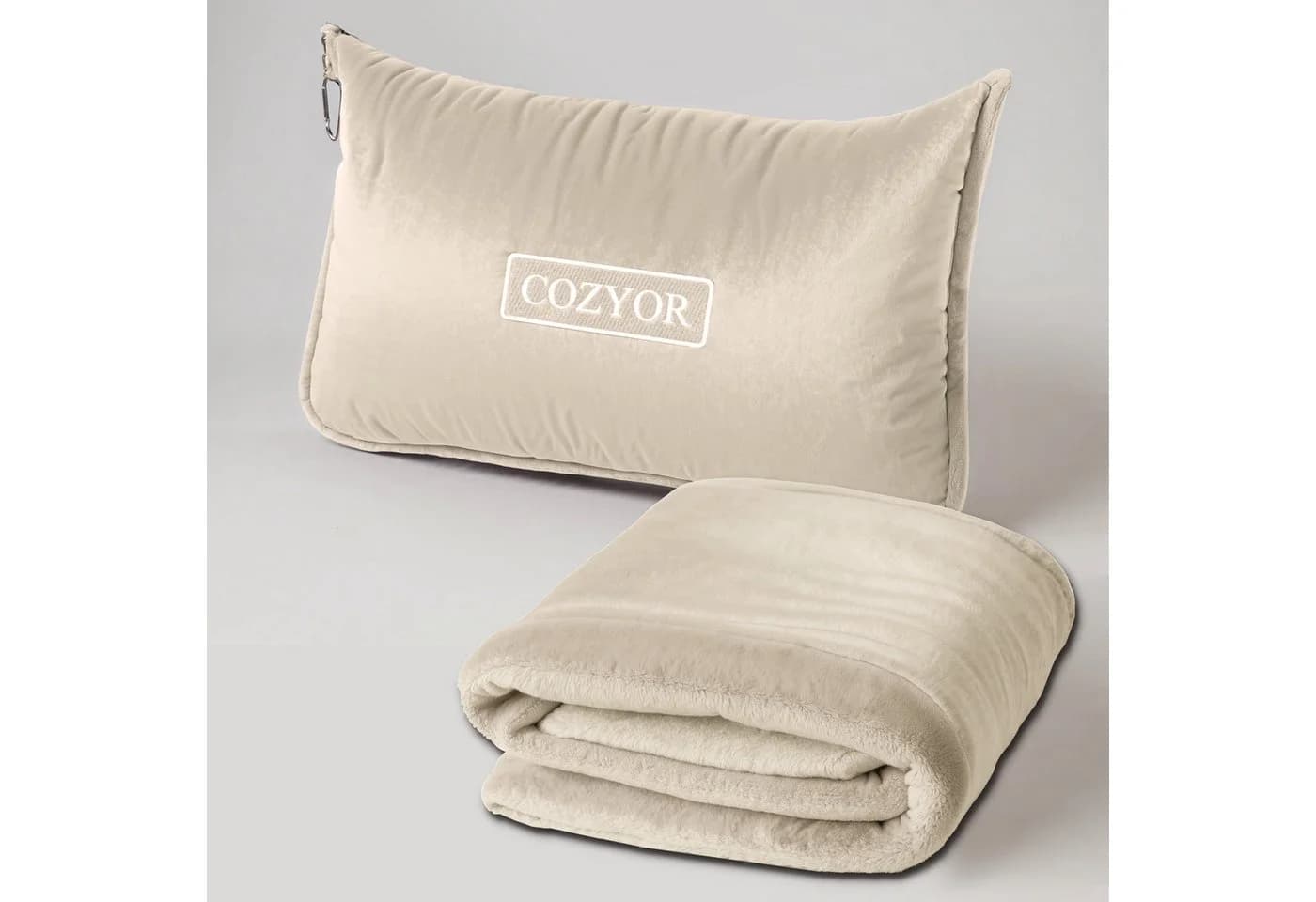 Cozyor Reisekissen und Reisedecke 2-in-1 Beige Driftwood - Bild 2