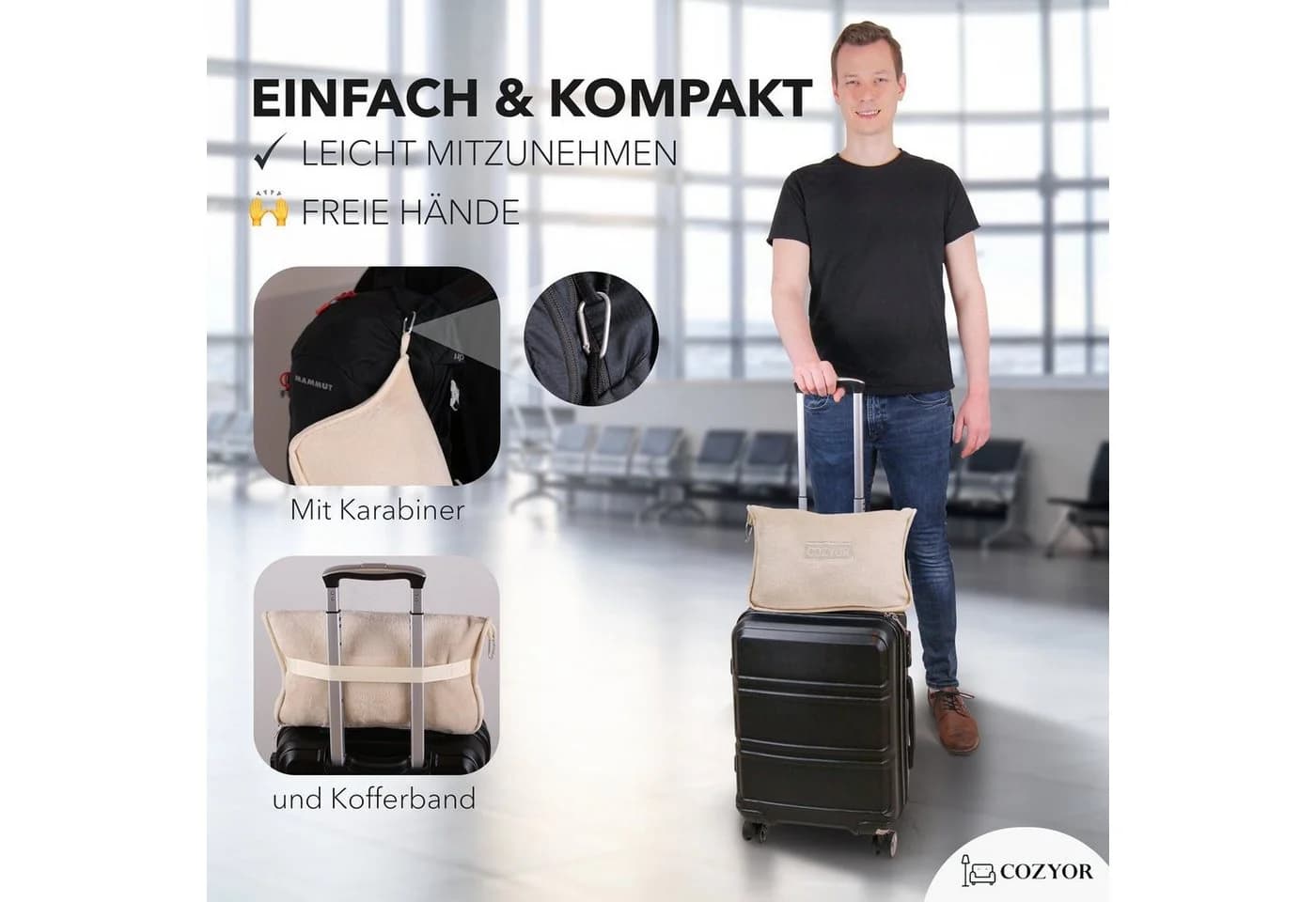 Cozyor Reisekissen und Reisedecke 2-in-1 Beige Driftwood - Bild 3