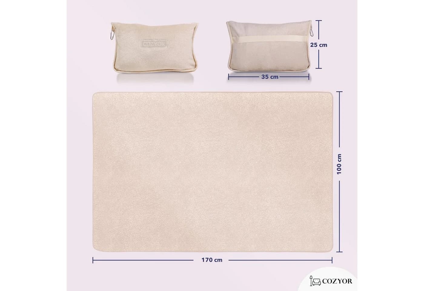 Cozyor Reisekissen und Reisedecke 2-in-1 Beige Driftwood - Bild 4
