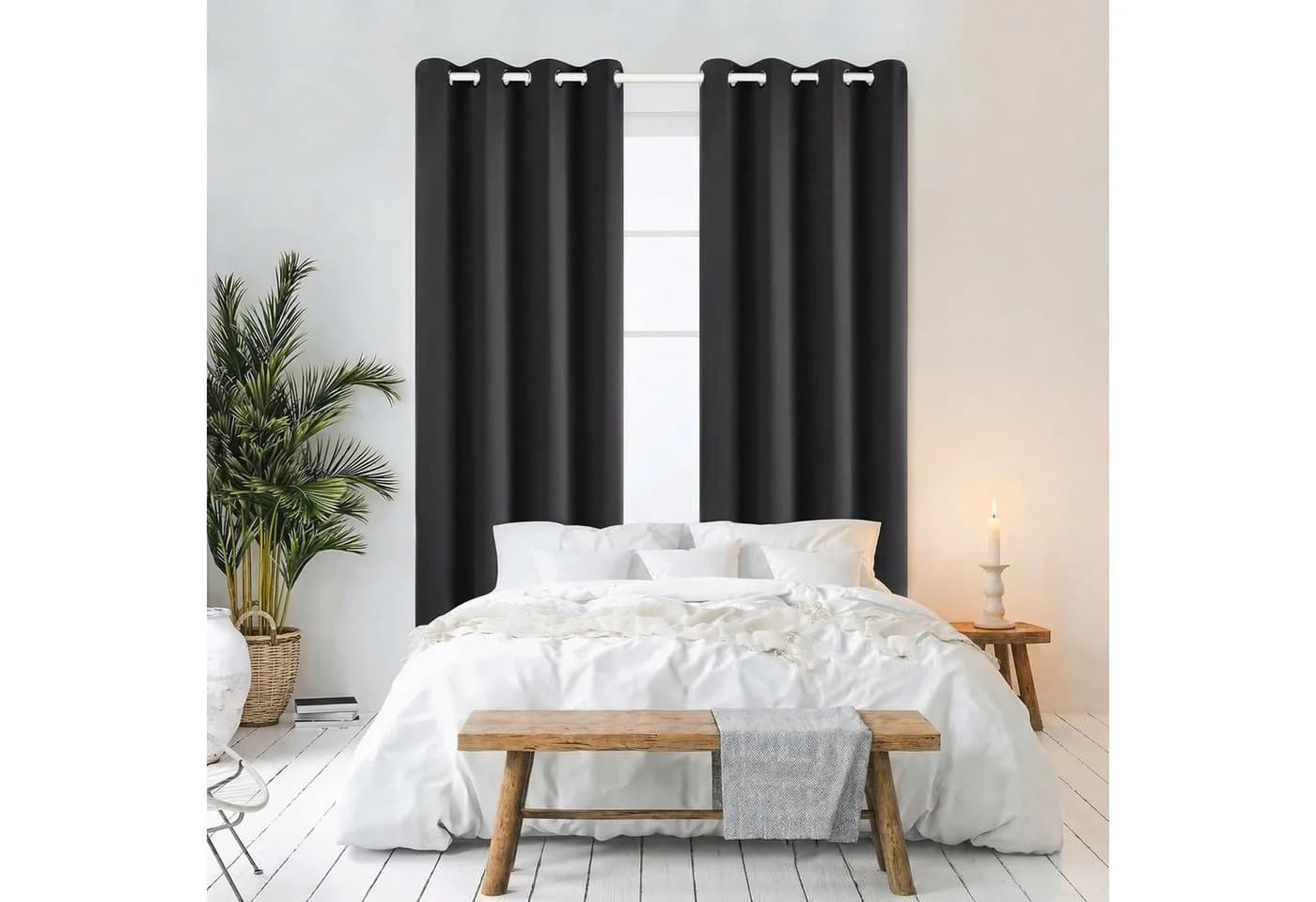 Cozyor Verdunkelungsvorhang 2er-Set Schwarz Thermoisolierend mit Magnethalter - Bild 5