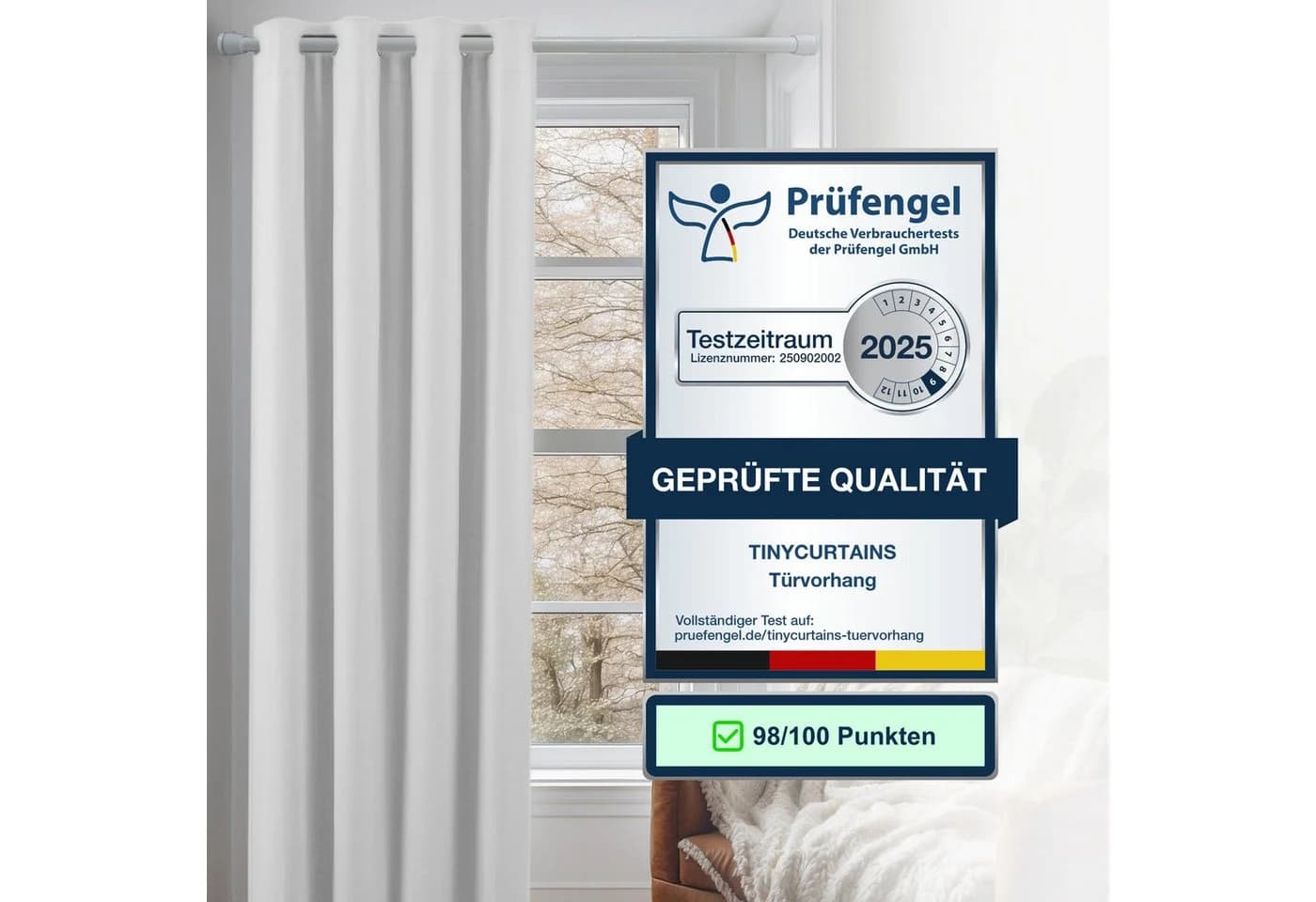 Cozyor Vorhang Set Weiß 2er mit Raffhaltern Ösen blickdicht - Bild 4